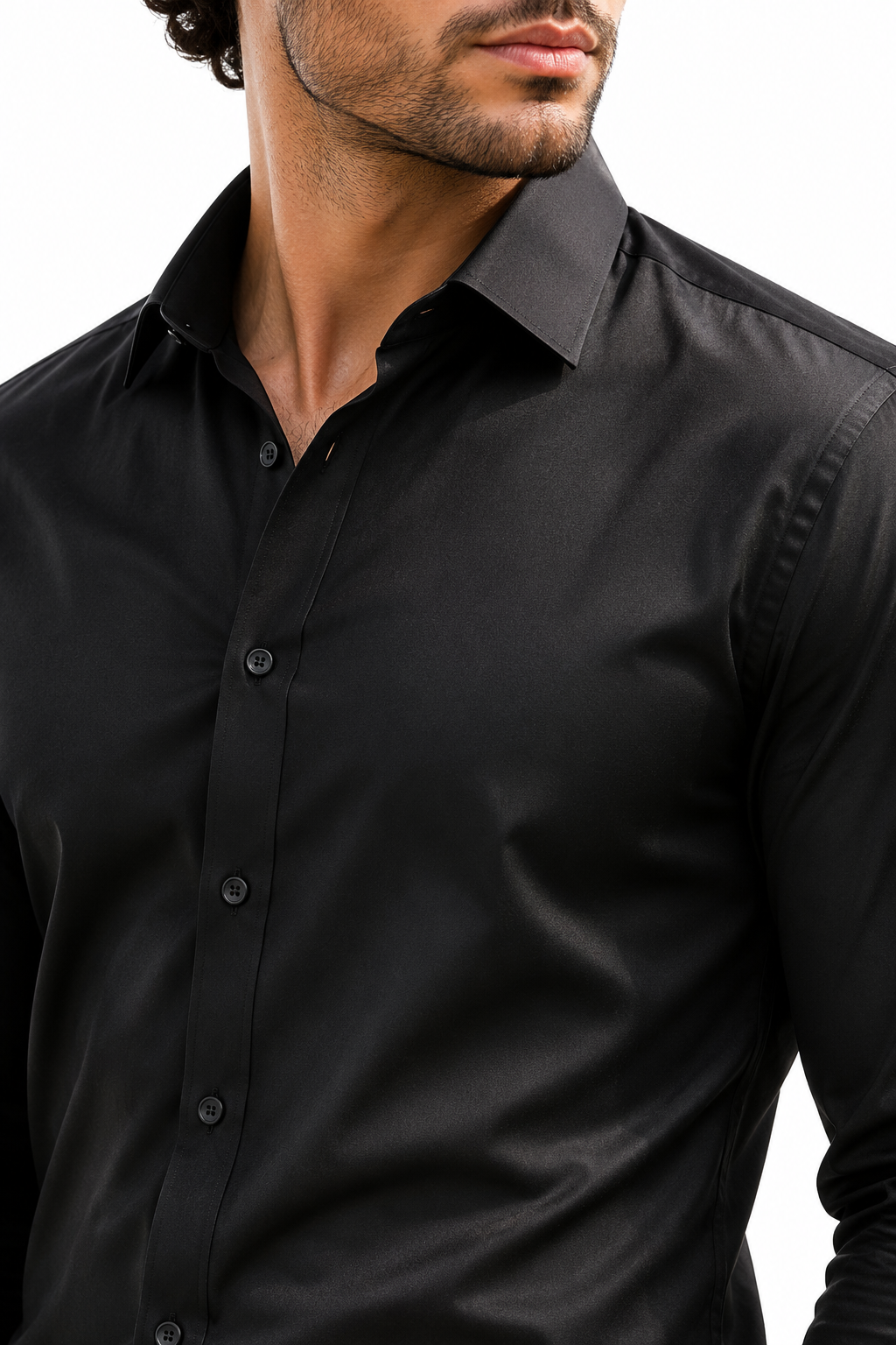 Noir Sheen Satin Cotton Shirt