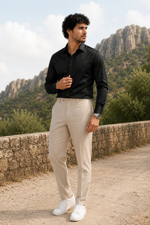 Noir Sheen Satin Cotton Shirt