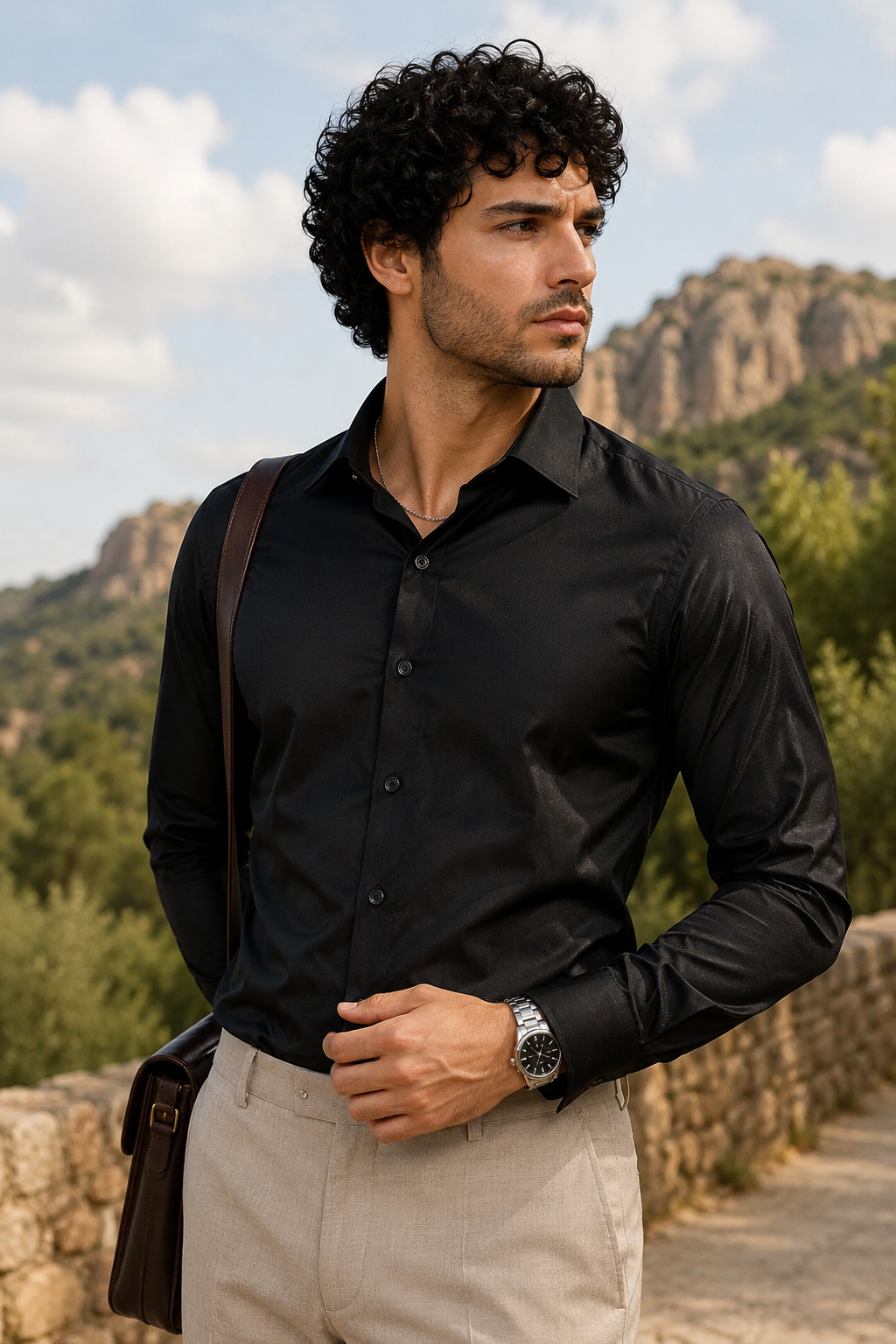 Noir Sheen Satin Cotton Shirt