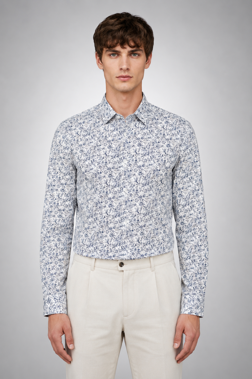 Islewind Azure Floral Linen Shirt