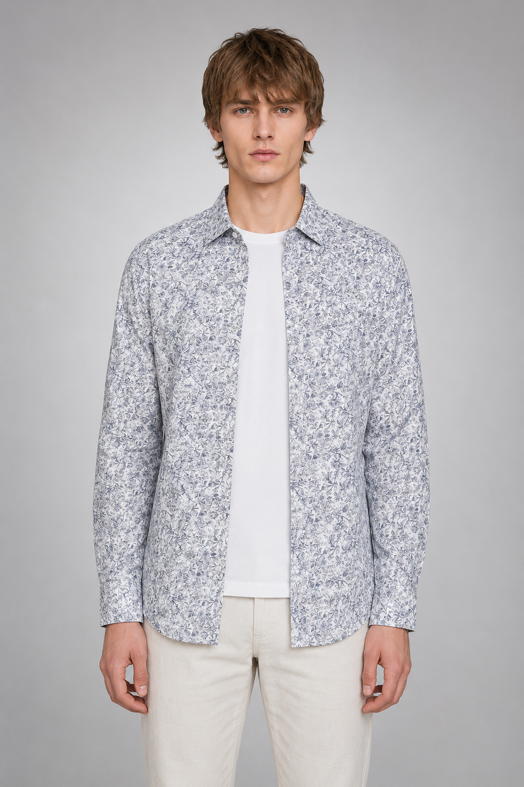 Islewind Azure Floral Linen Shirt