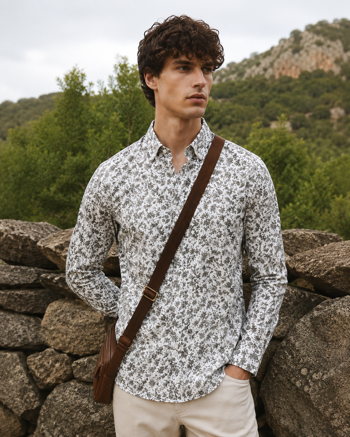 Islewind Ivory Floral Linen Shirt