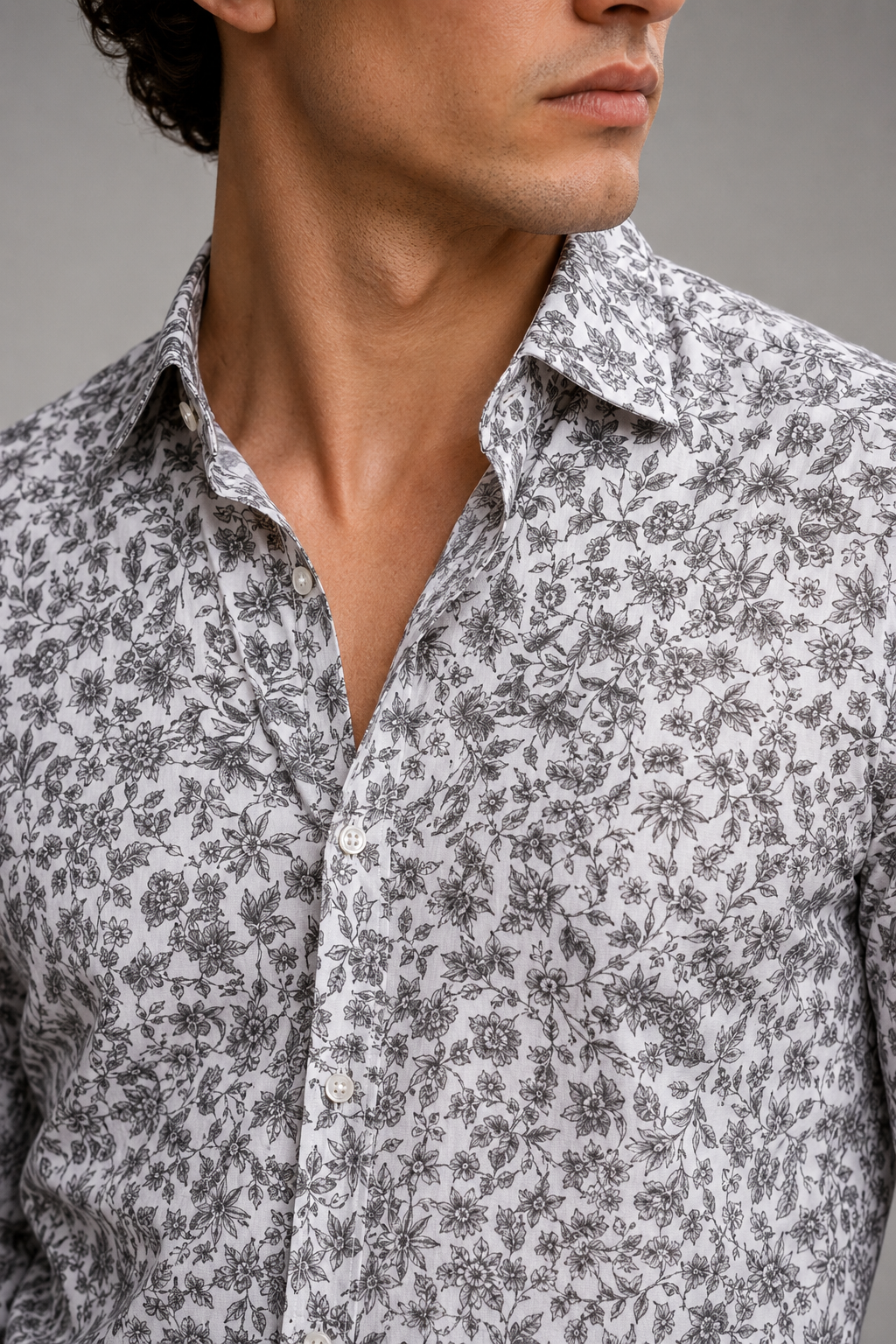 Islewind Ivory Floral Linen Shirt