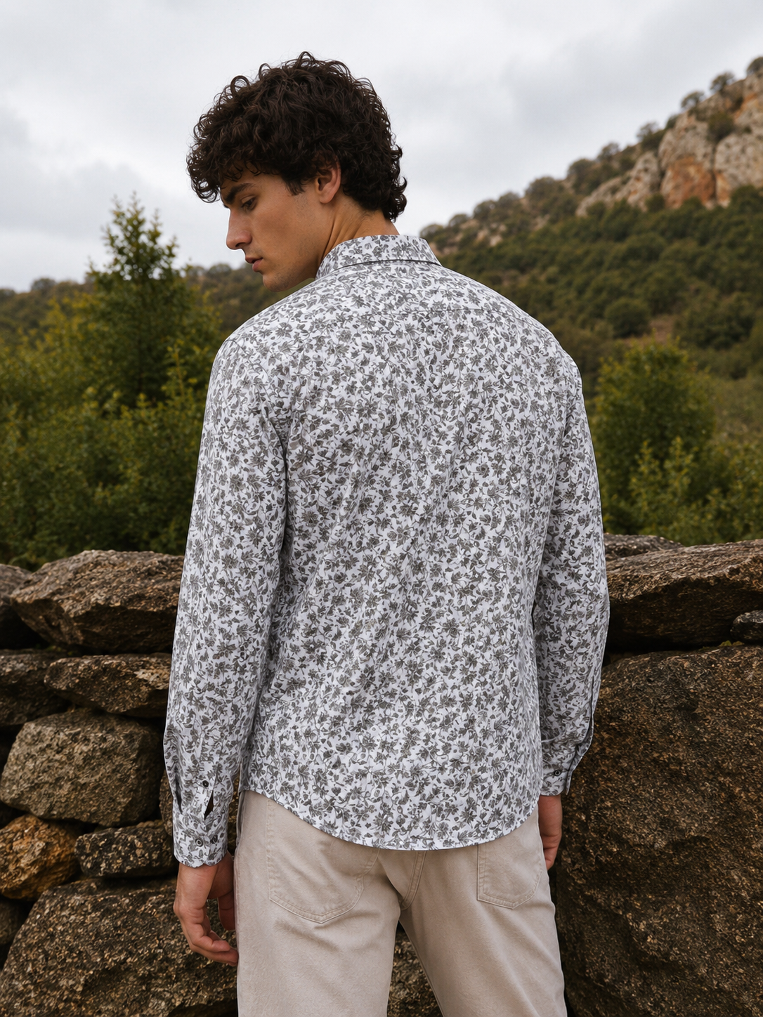 Islewind Ivory Floral Linen Shirt