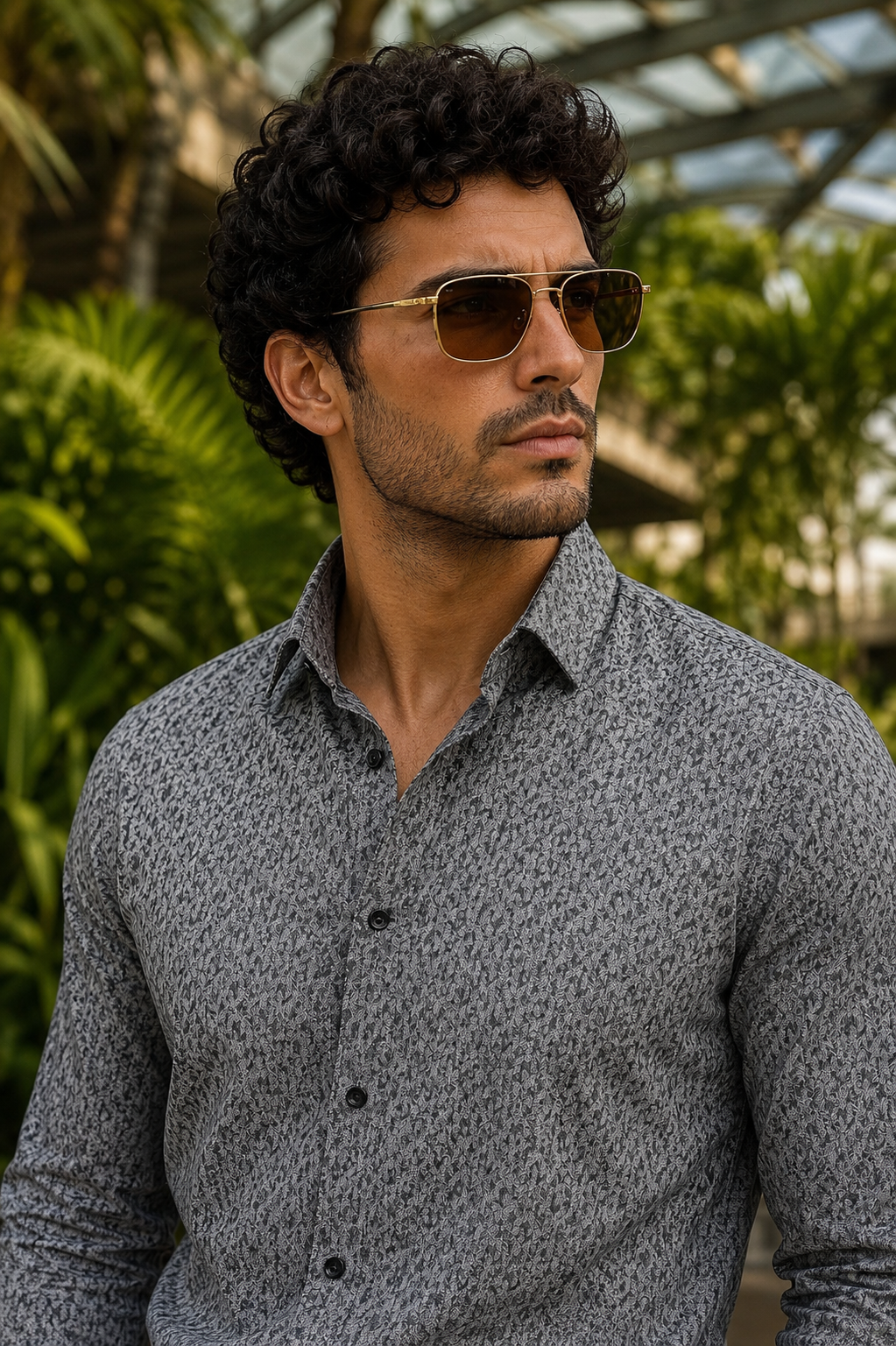 Islewind Charcoal Floral Linen Shirt
