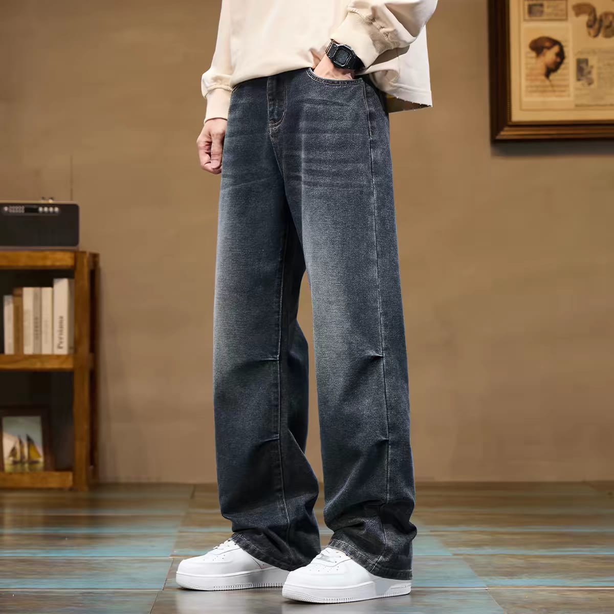 Driftline Charcoal Wash Wide-Leg Jeans