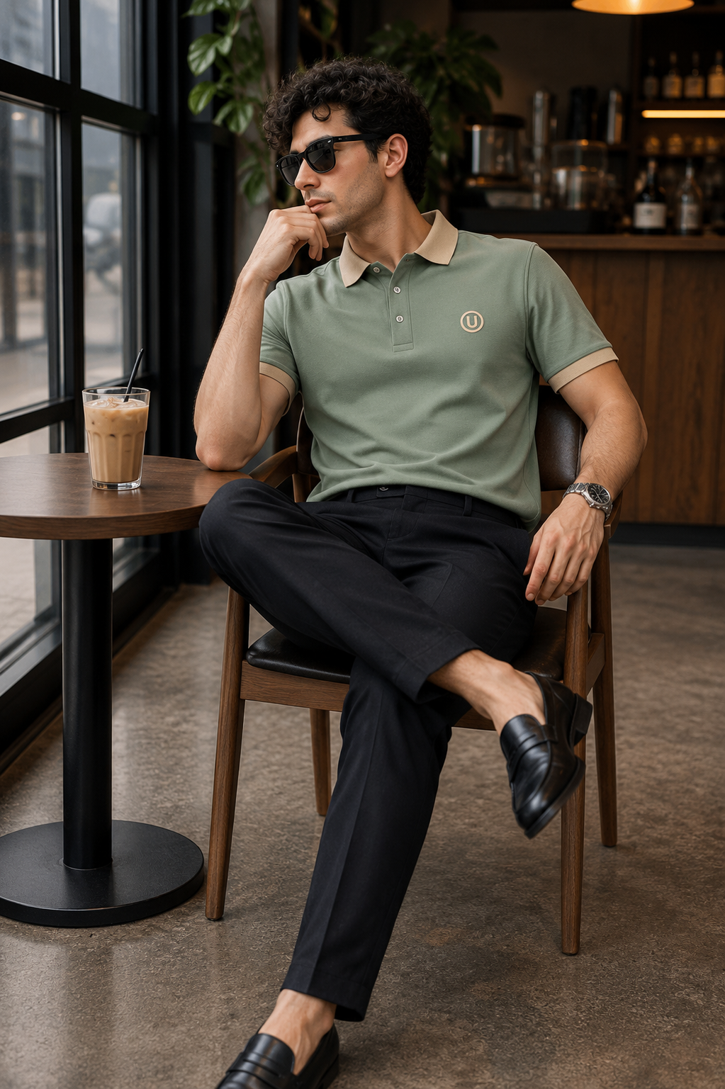 Mocha Crest Contrast Polo