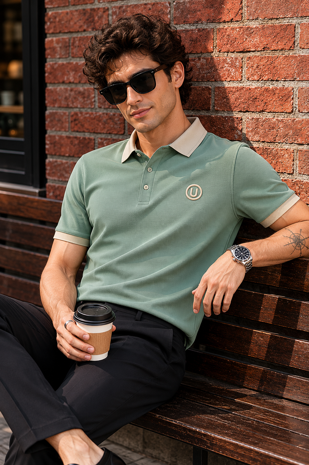 Mocha Crest Contrast Polo