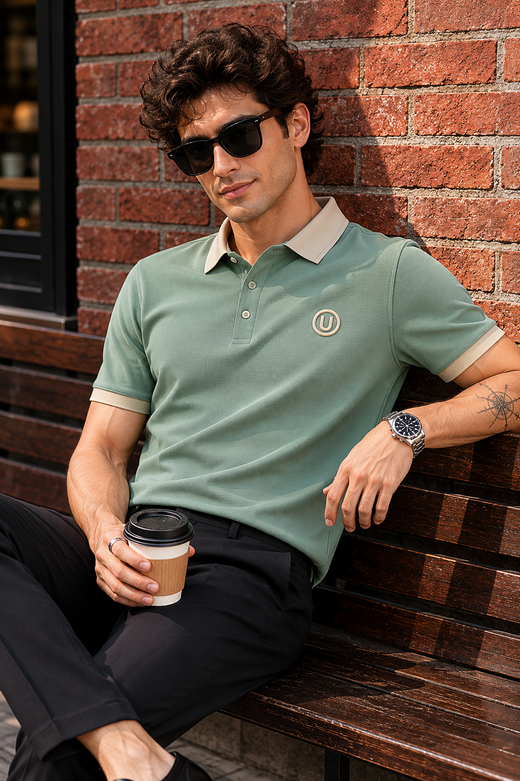Mocha Crest Contrast Polo