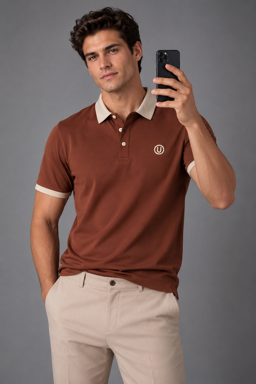 Mocha Crest Contrast Polo