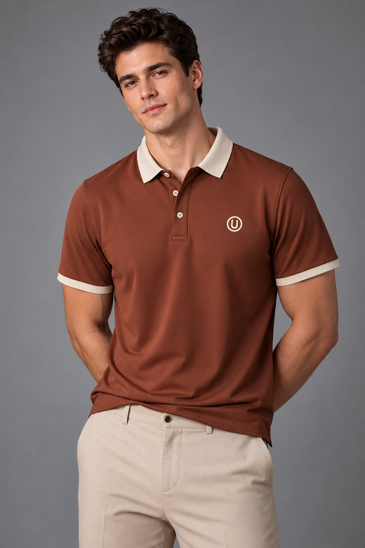 Mocha Crest Contrast Polo