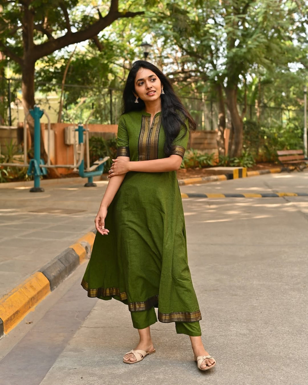 New Printed Kurta Pant Set Blue