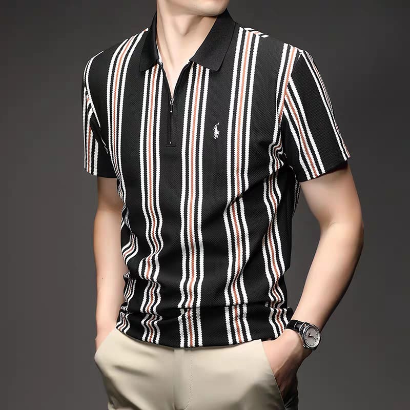 Prime Stripe Zip Polo