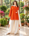 Women's Embroidered Kurti Palazzo Set with Dupatta