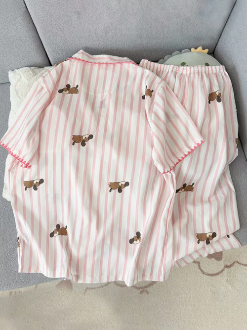 Cute Puppy Padded Cup 3-Piece Night Suit Set