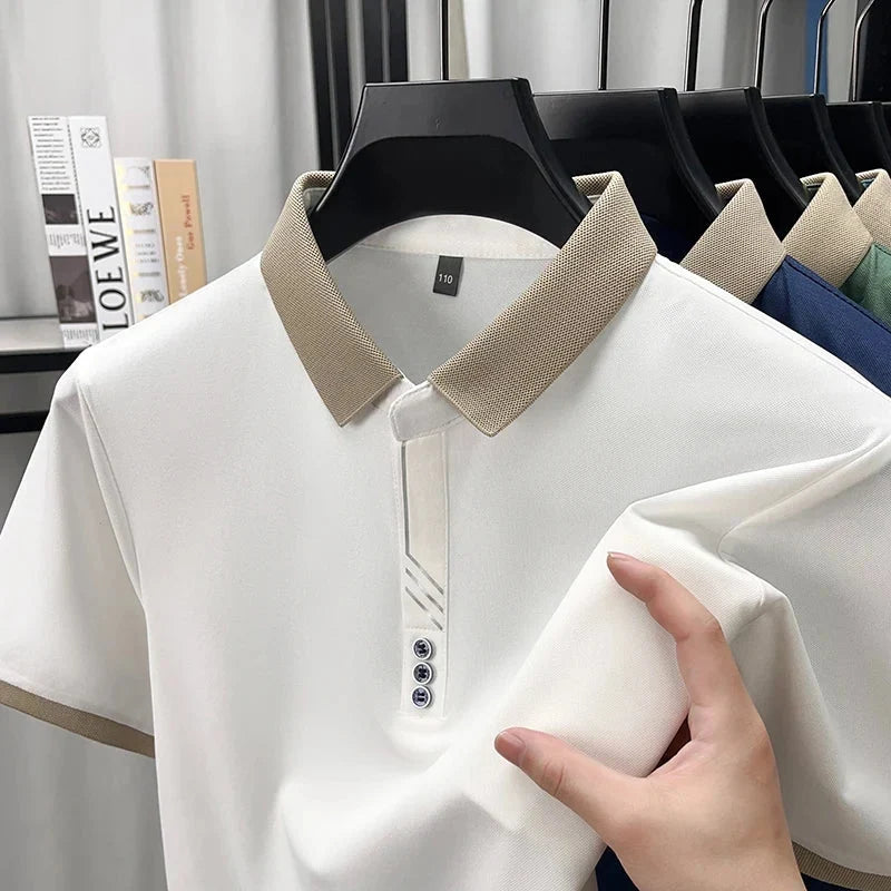 Ivory Contrast-Collar Polo