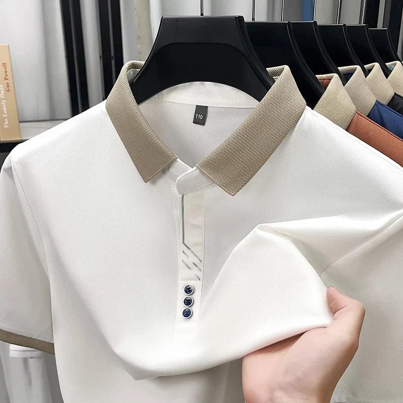 Ivory Contrast-Collar Polo