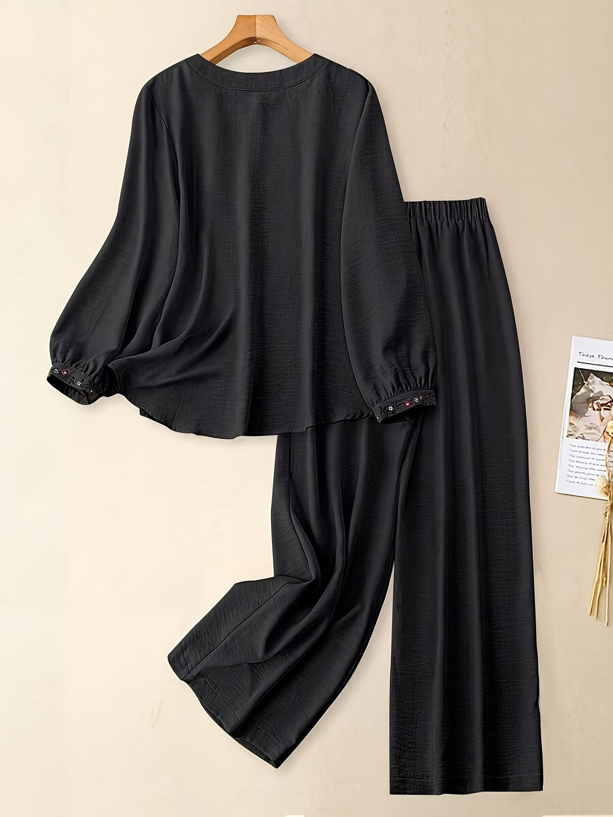 Women's Solid Button-Down Shirt &amp; Pant Set