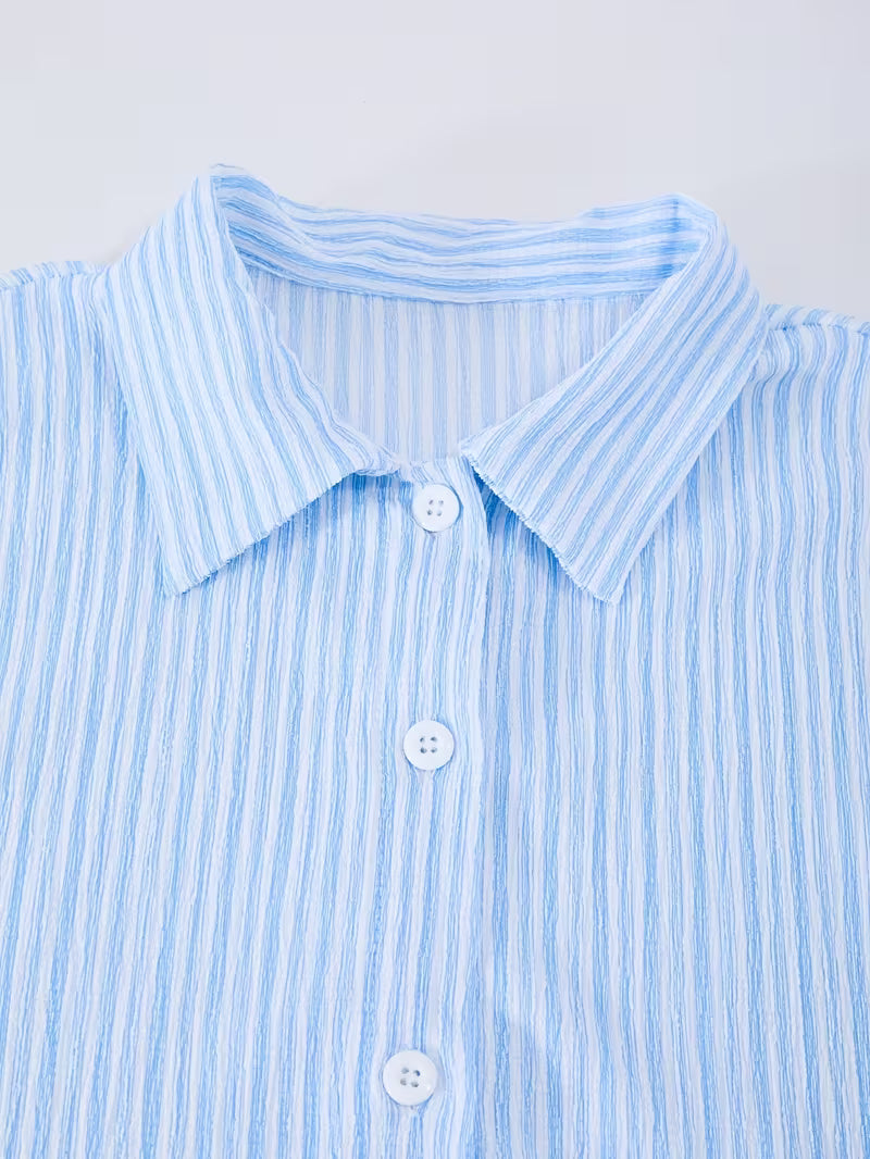 Cloud Blue Striped 3-Piece Co-Ord Set