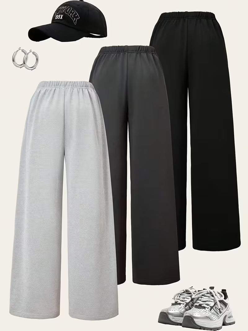 Women’s Oversized Wide-Leg Jogger Pants – Pack of 3 | New York, California & Los Angeles Print