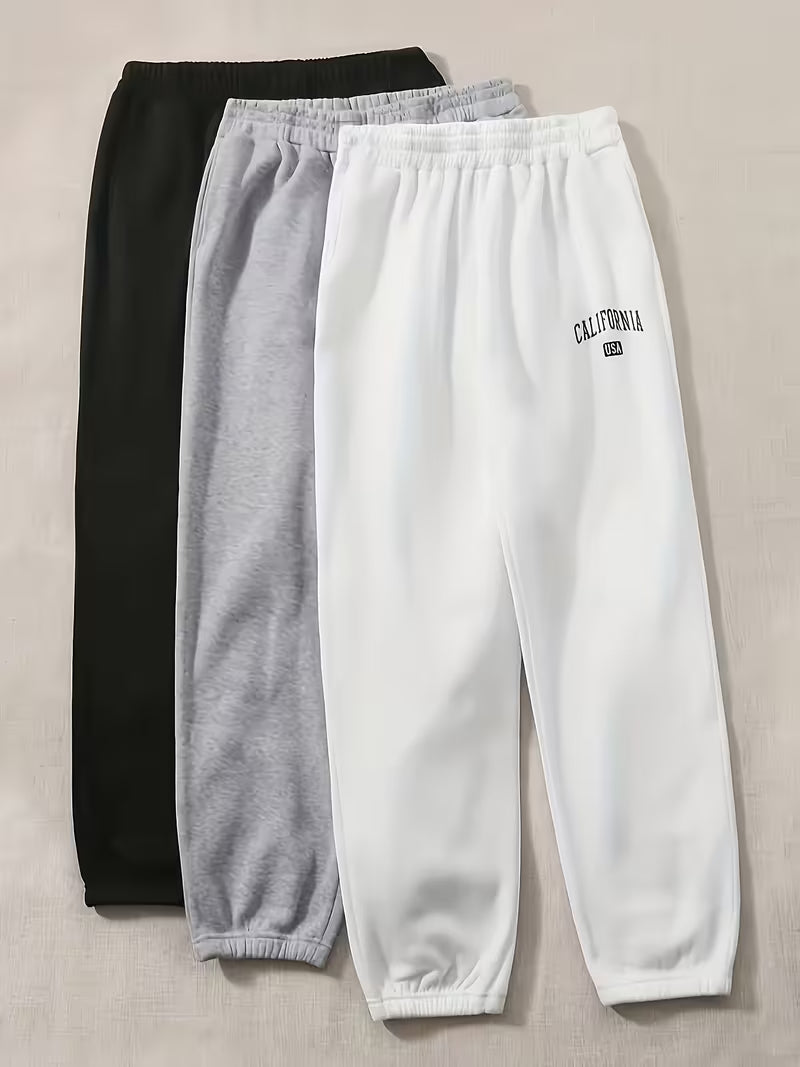 Pack of 3 Comfortable Joggers – Black, Grey & White