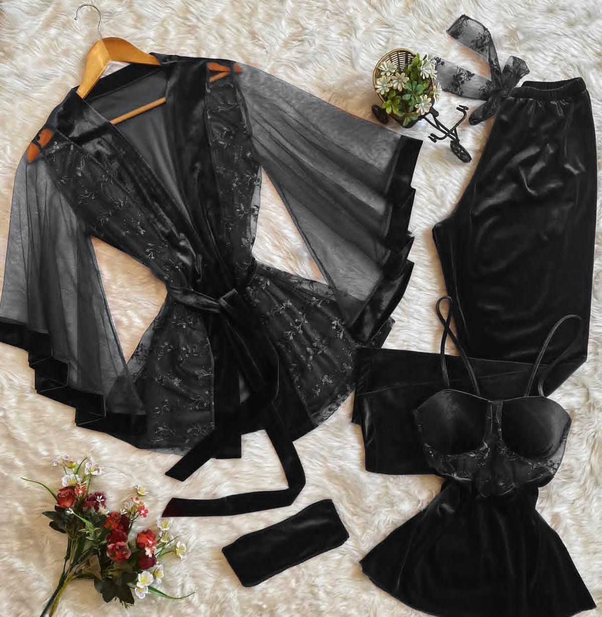 Luxury Satin Lace Nightwear Set for Women – Soft &amp; Elegant Sleepwear