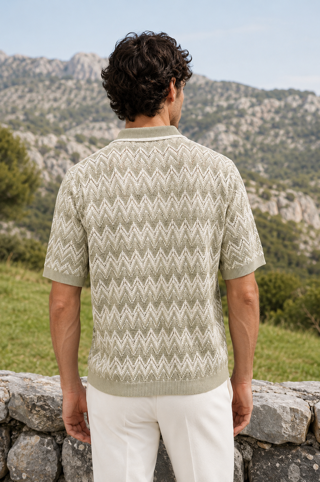 Corsa Sage Textured Knit Polo