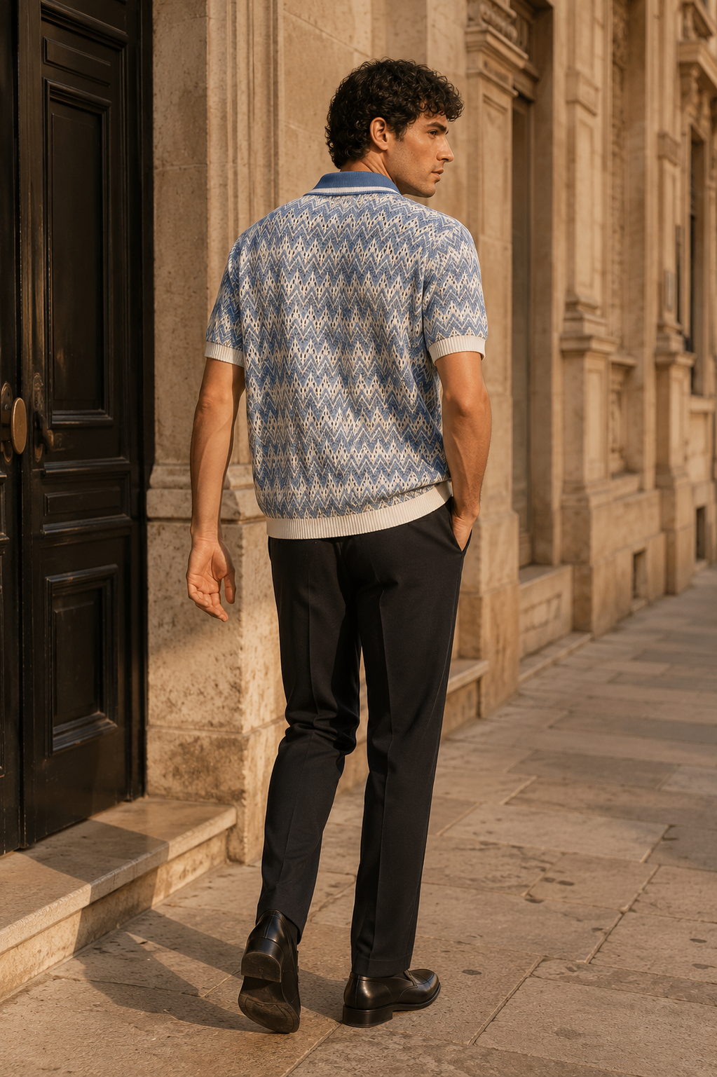 Corsa Cobalt Open-Knit Polo