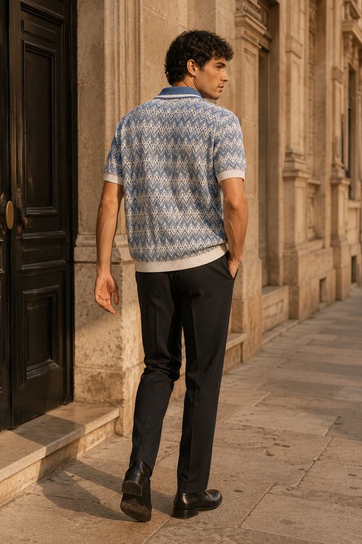 Corsa Cobalt Open-Knit Polo