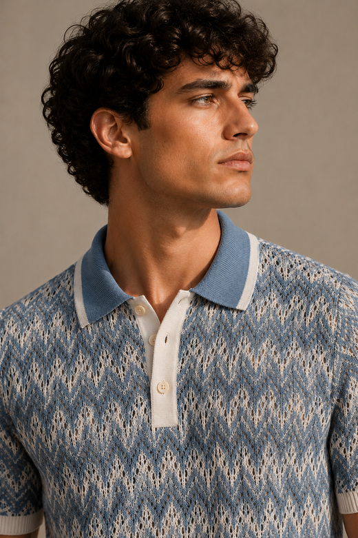 Corsa Cobalt Open-Knit Polo