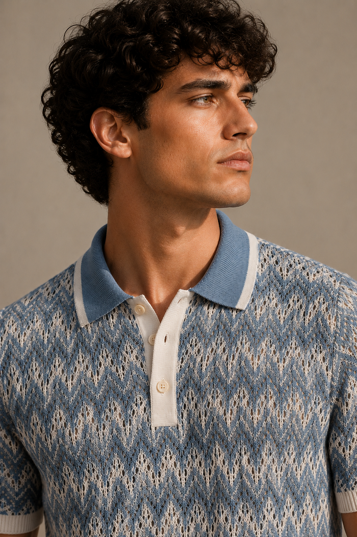 Corsa Cobalt Open-Knit Polo