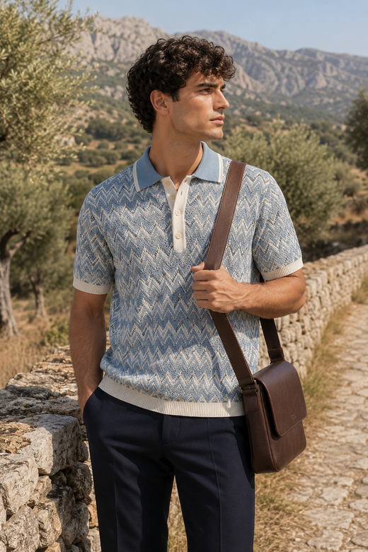 Corsa Cobalt Open-Knit Polo