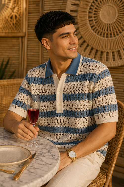 Corsa Riviera Striped Knit Polo