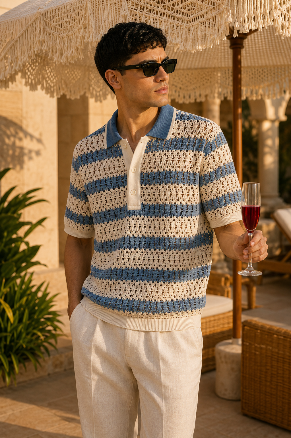 Corsa Riviera Striped Knit Polo