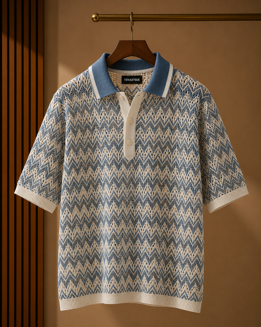 Corsa Cobalt Open-Knit Polo