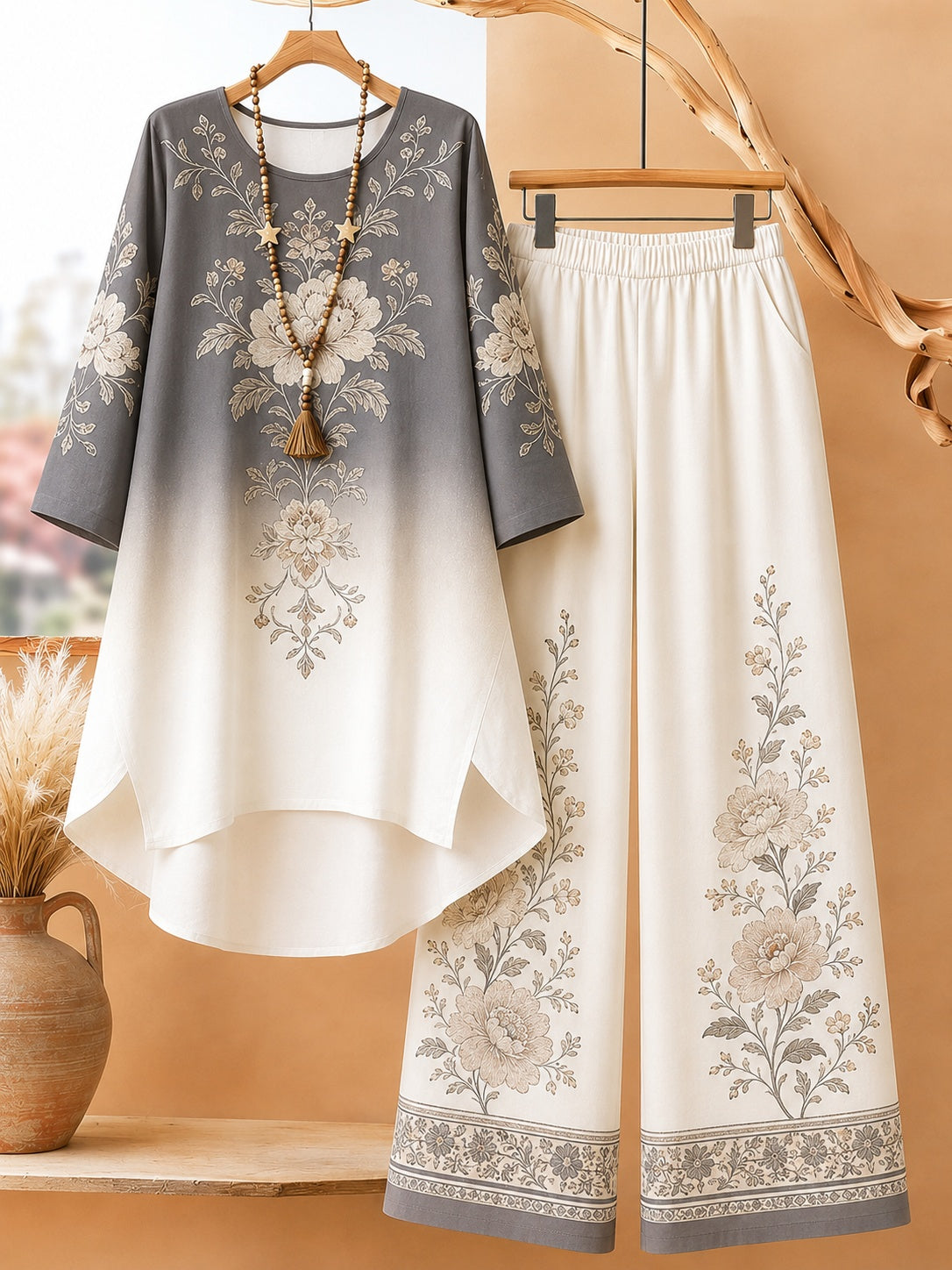 Charcoal Bloom Co-ord Set