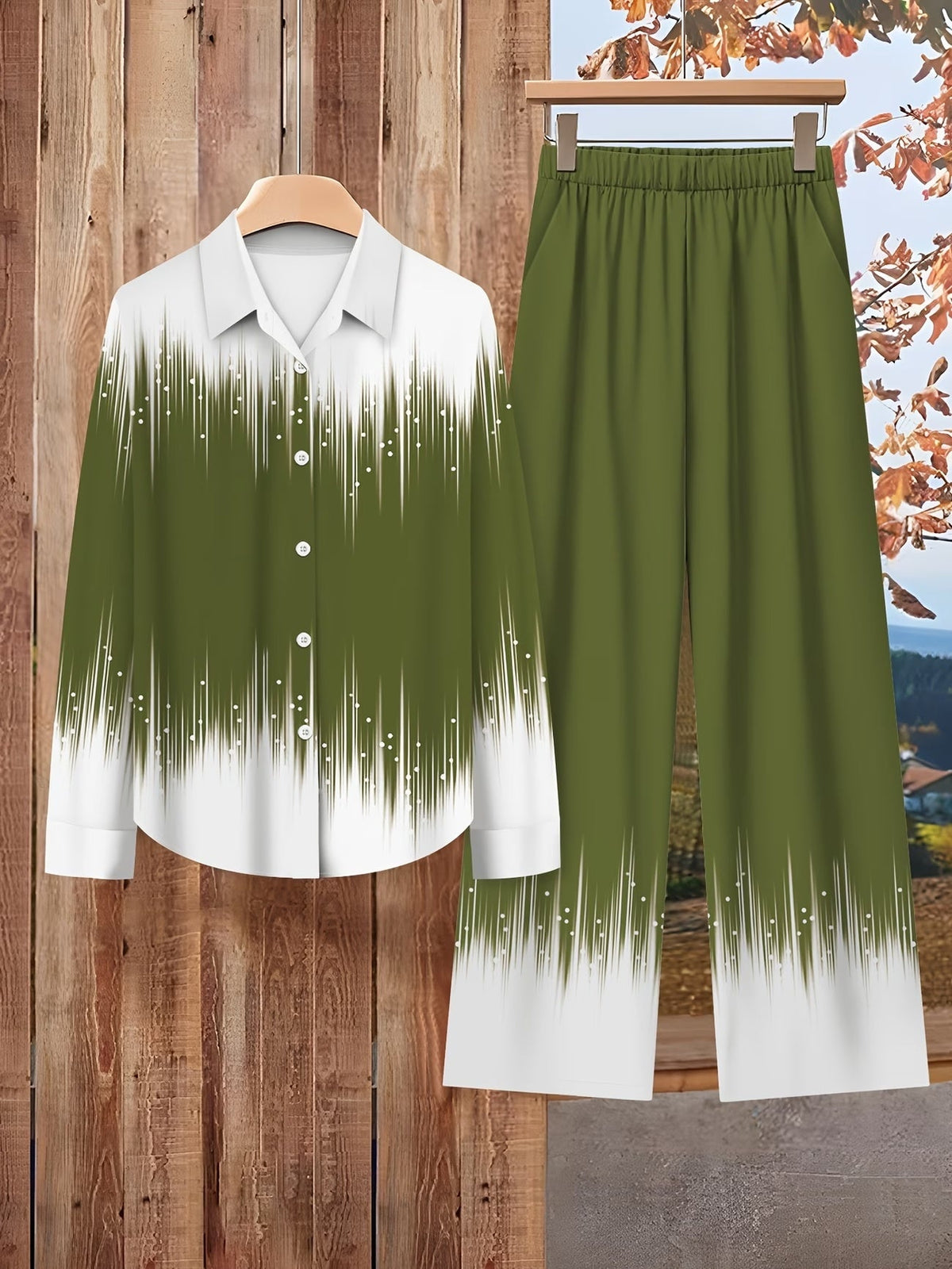 Floral Color-Block Blouse &amp; Relaxed Trousers Co-Ord Set