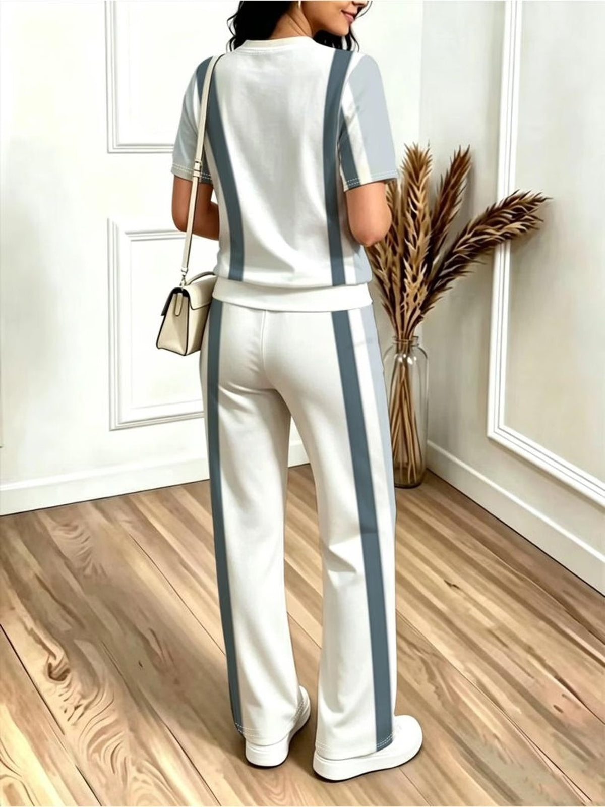 Striped Luxe 2-Piece Women's Pantsuit Set