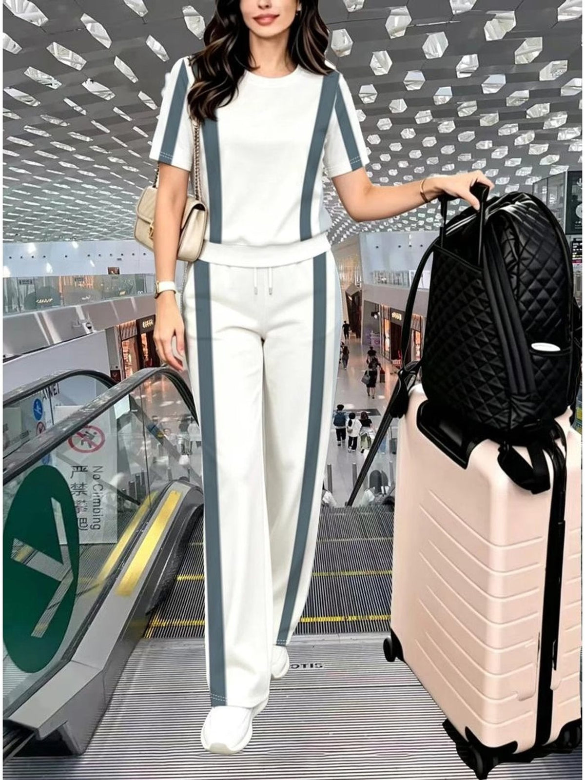Striped Luxe 2-Piece Women's Pantsuit Set