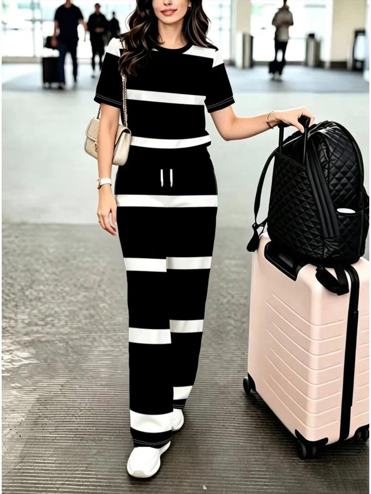 Striped Luxe 2-Piece Women's Pantsuit Set