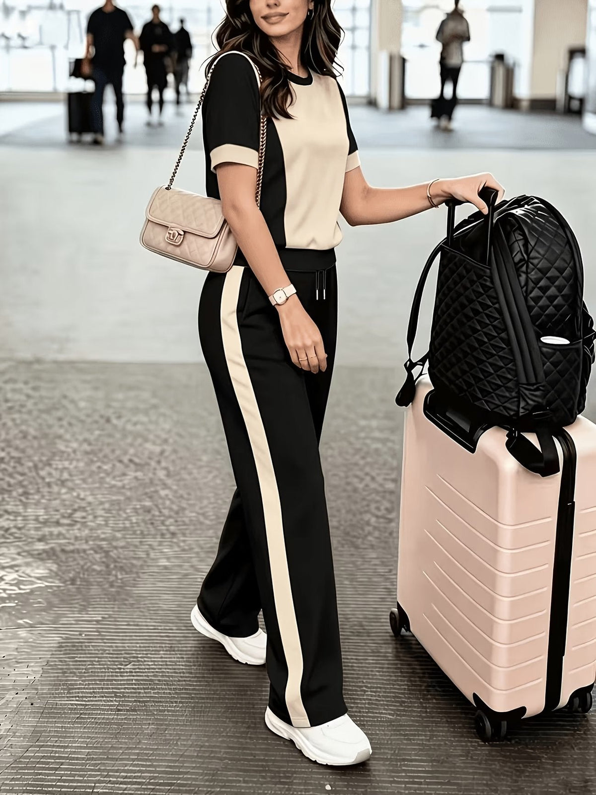 Striped Luxe 2-Piece Women's Pantsuit Set