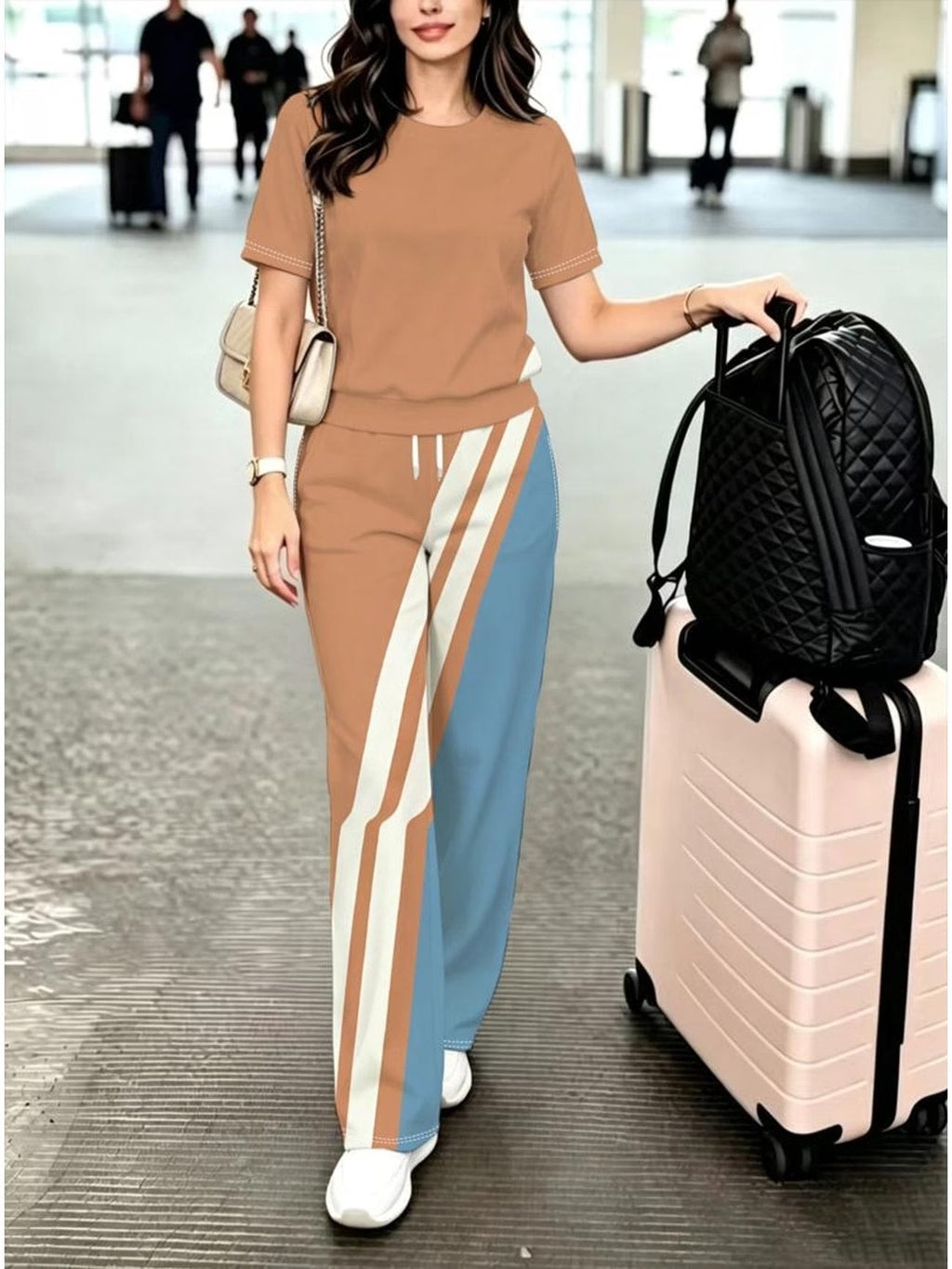 Striped Luxe 2-Piece Women's Pantsuit Set
