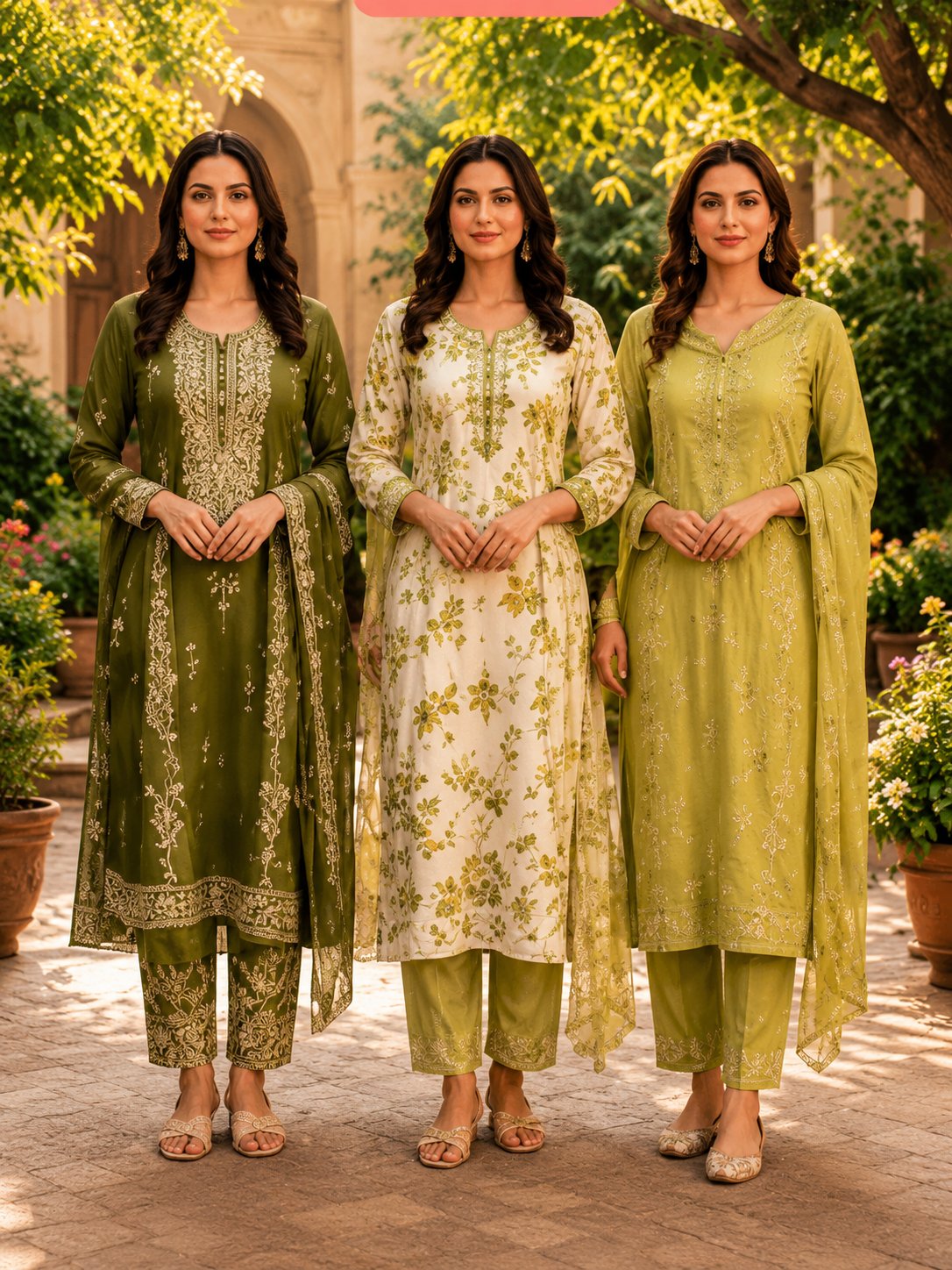 Premium Floral Elegance Kurta Set (Pack of 3)