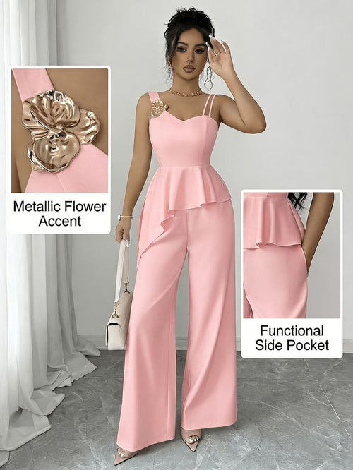 Chic Asymmetric Top, Skirt &amp; Wide-Leg Pants
