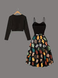 Midnight Bloom 2-Piece Midi Dress Set