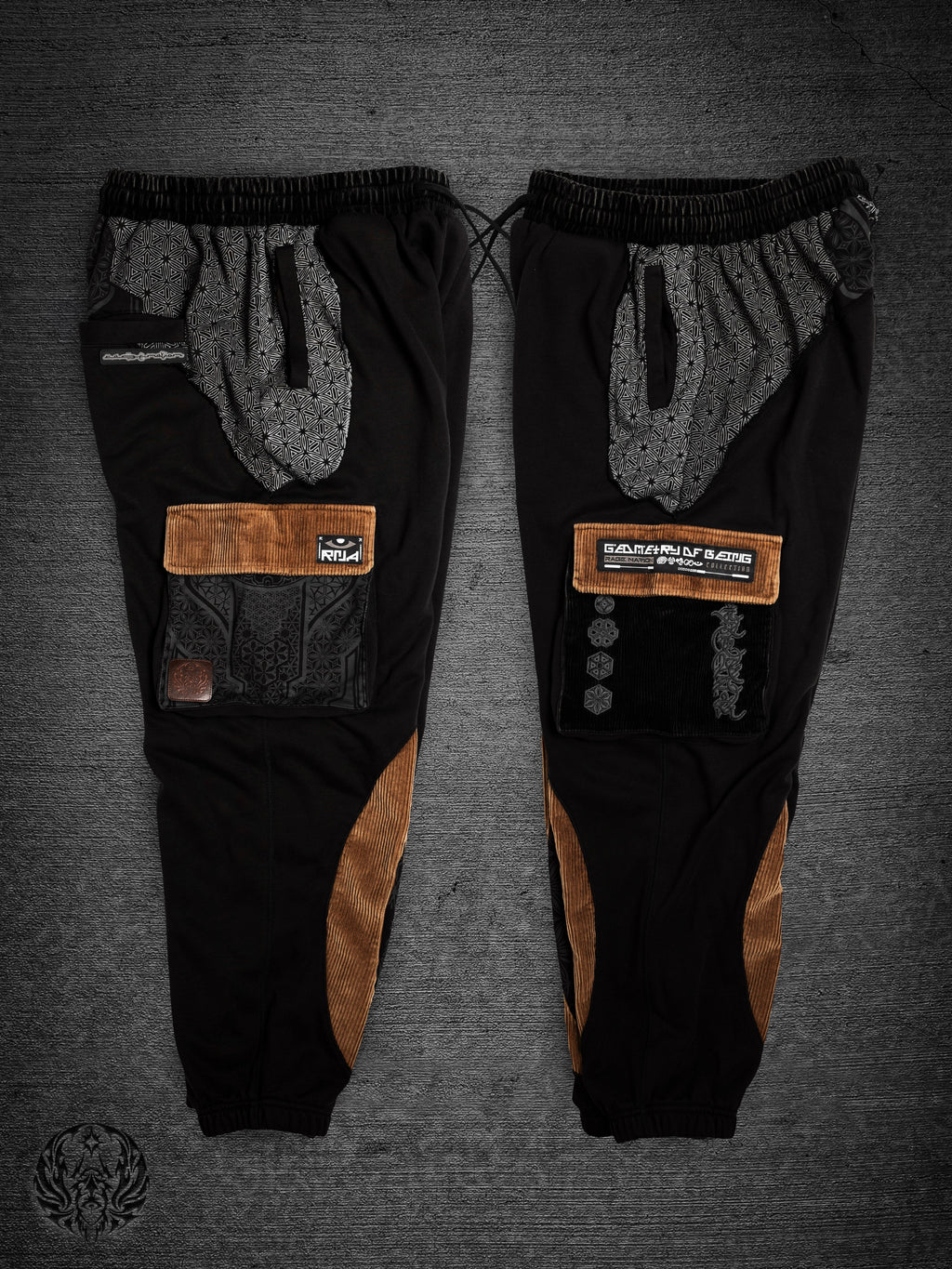 GEOMETRY OF BEING ✦ Tan/Black ✦ Corduroy Flow Joggers
