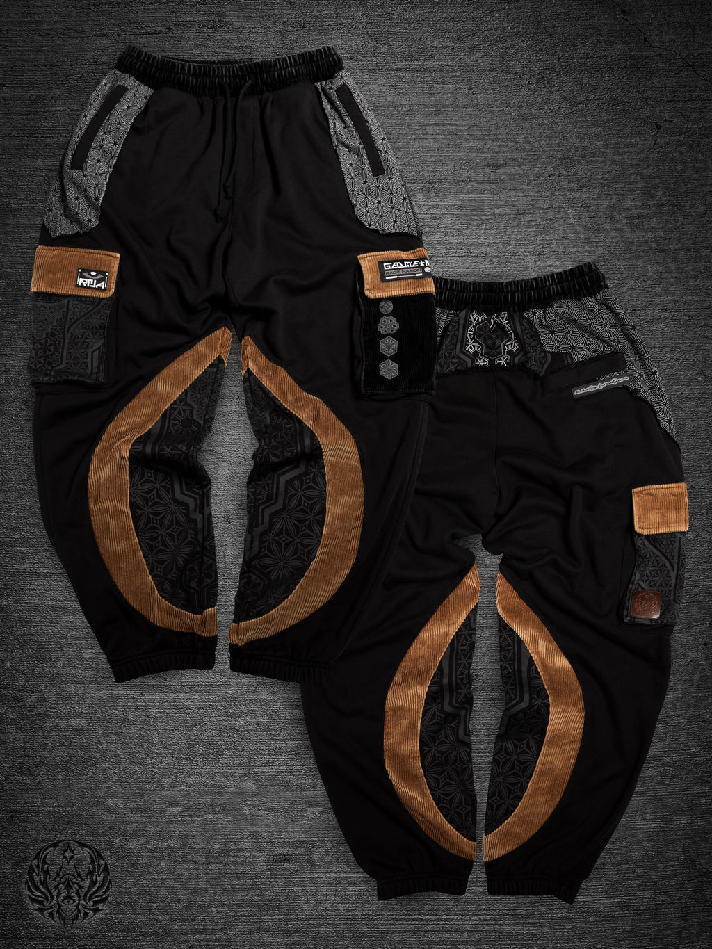 GEOMETRY OF BEING ✦ Tan/Black ✦ Corduroy Flow Joggers