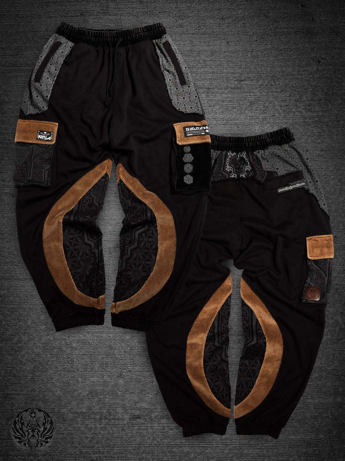 GEOMETRY OF BEING ✦ Tan/Black ✦ Corduroy Flow Joggers