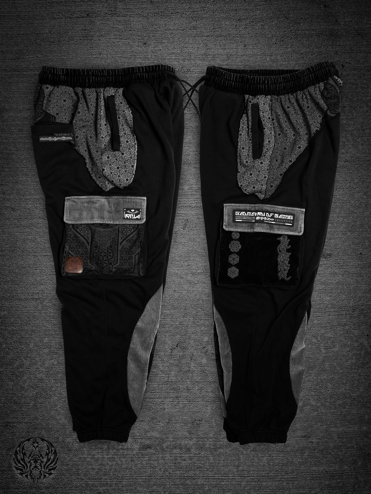GEOMETRY OF BEING ✦ Black/Gray ✦ Corduroy Flow Joggers