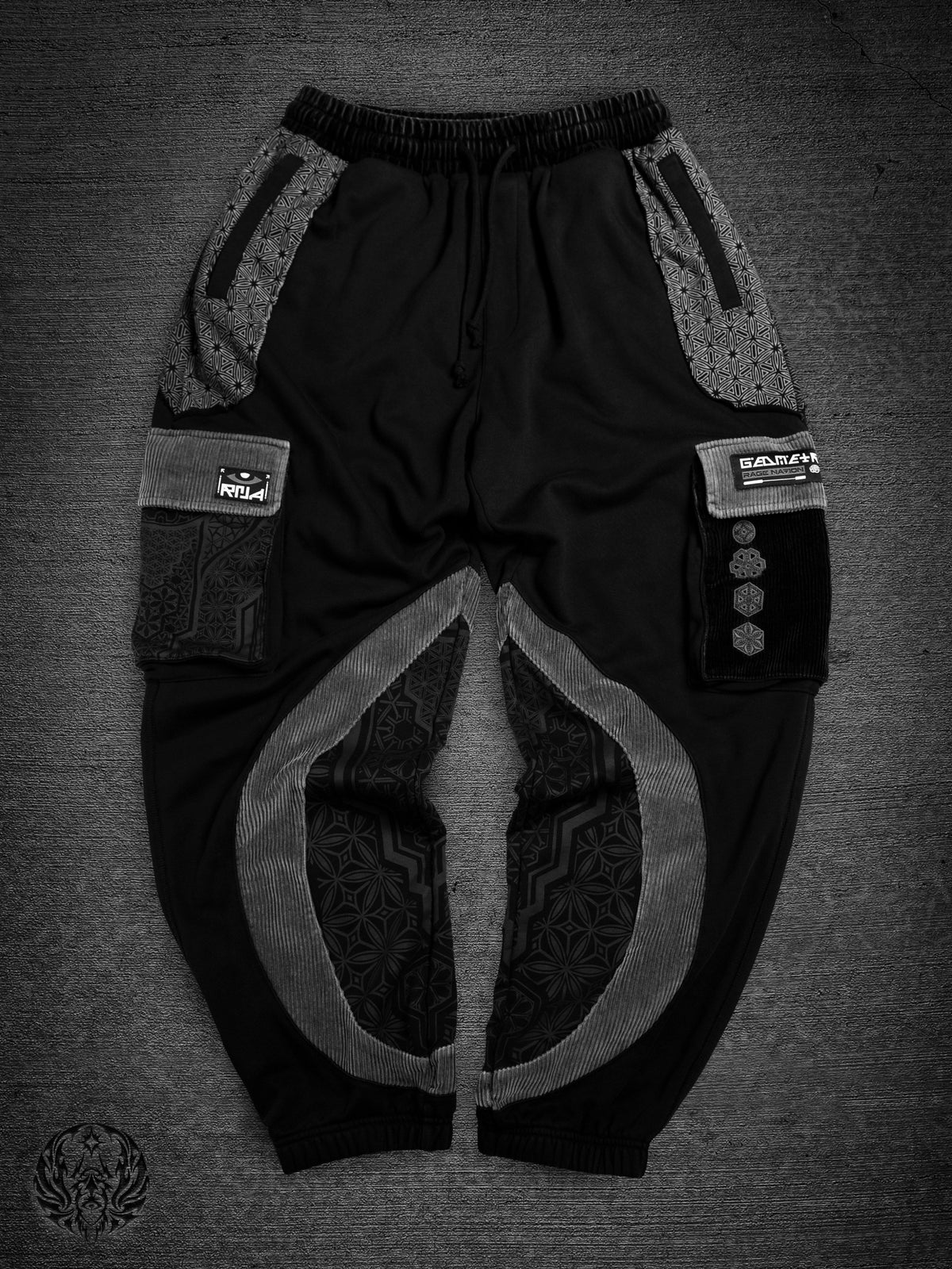 GEOMETRY OF BEING ✦ Black/Gray ✦ Corduroy Flow Joggers
